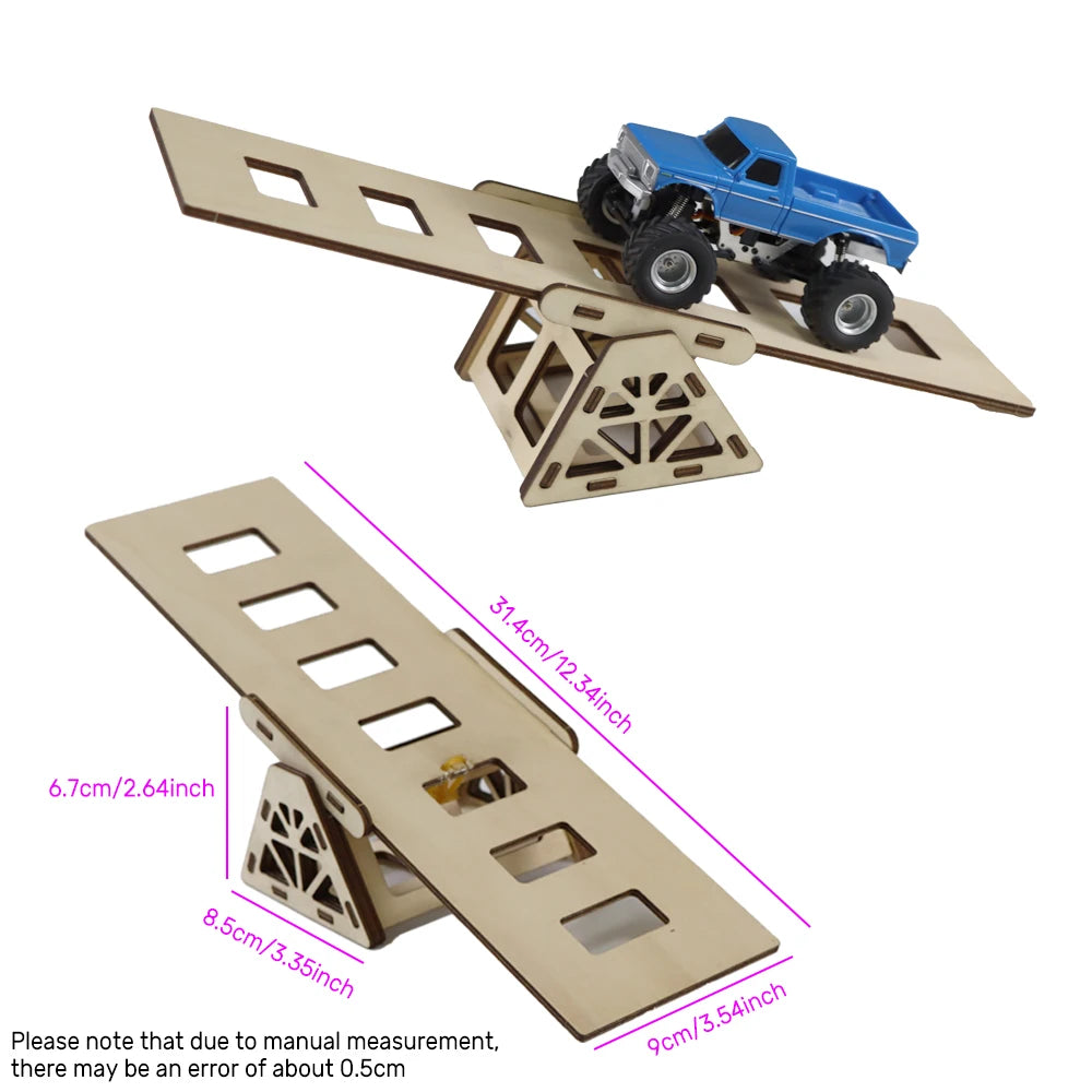 4PCS RC Wooden Bridge Obstacle Set, DIY Steep Slope Desktop Simulation Course for 1/36 Scale RC Crawler Car Accessories