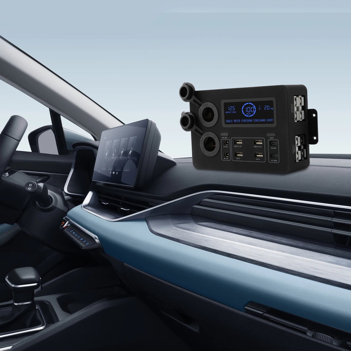 Bymaocar Power Box with USB DC12V PD Outlets, RV Mini Power Distribution Box, Multifunctional Power Box