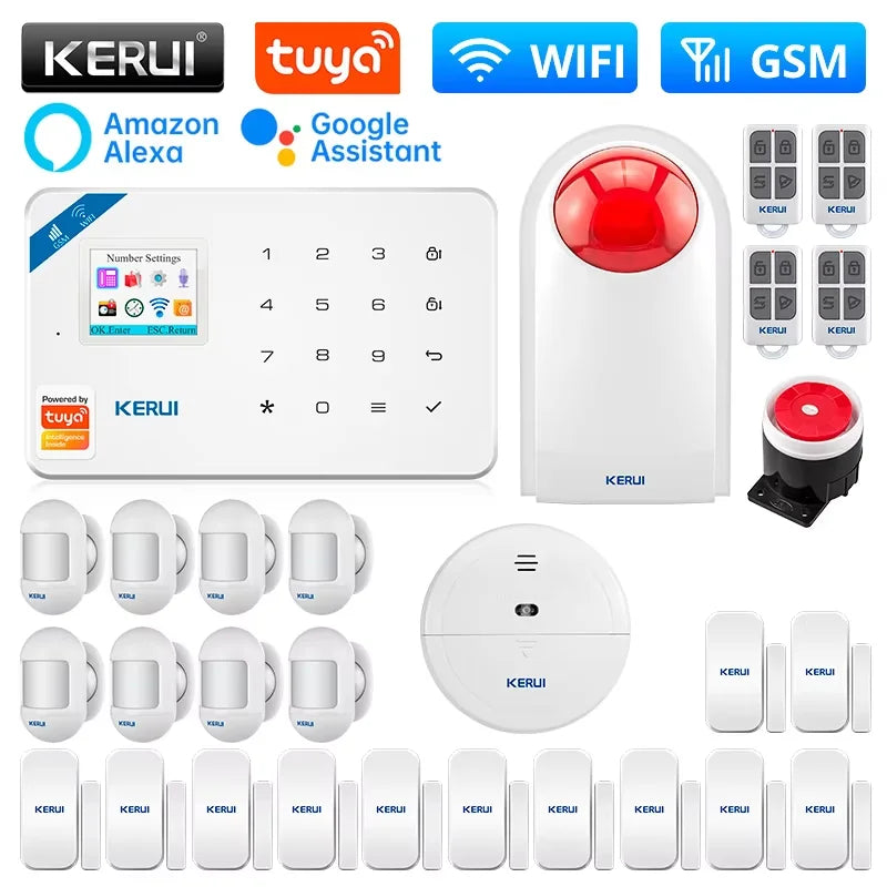 KERUI GSM/WiFi Alarm Systems Complete System with Motion Sensor Tuya Smart Home Alarm System with Door Sensor Burglar Alarm