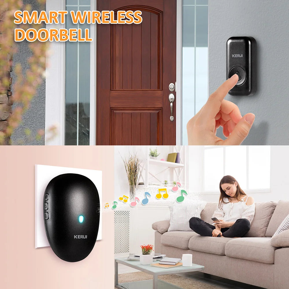 KERUI Doorbell Receiver with Button Smart Wireless Door Bell Welcome Chime with 57 Melodies for Home Security M521
