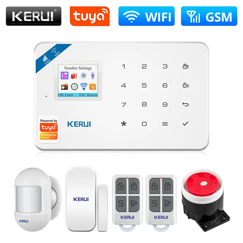 KERUI W181 Tuya Smart WIFI GSM Security Alarm System Works With Alexa Home Motion Detector Door Window Sensor