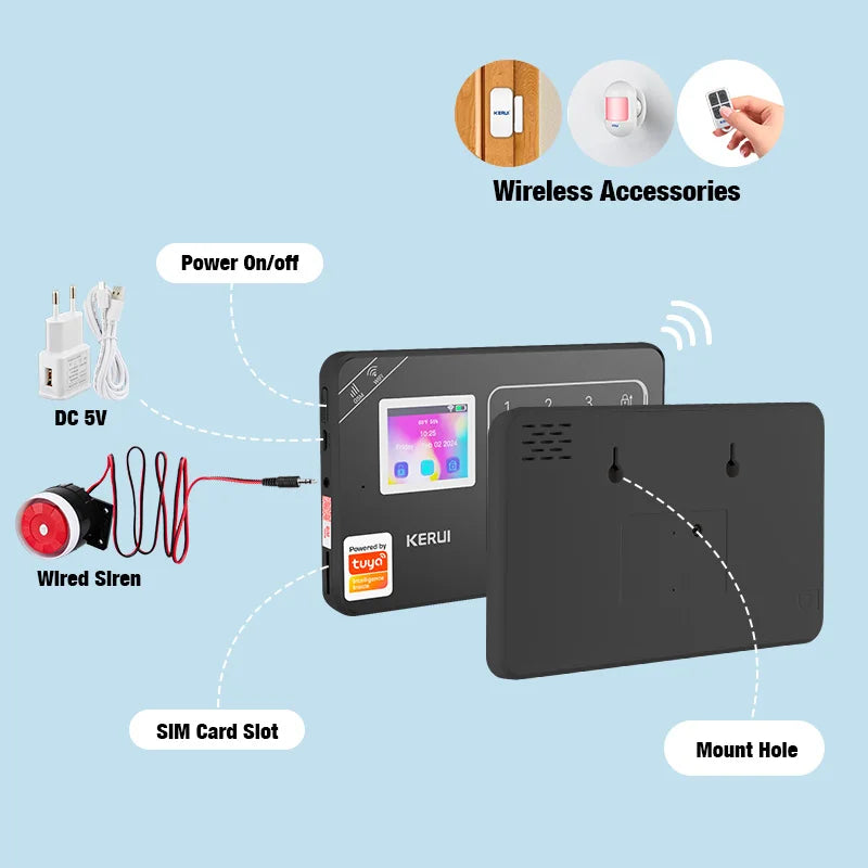 KERUI W181 Security-protection Alarm for Home WiFi GSM Alarm System Smart Home Tuya Smart App Remote Control PIR Motion Sensor