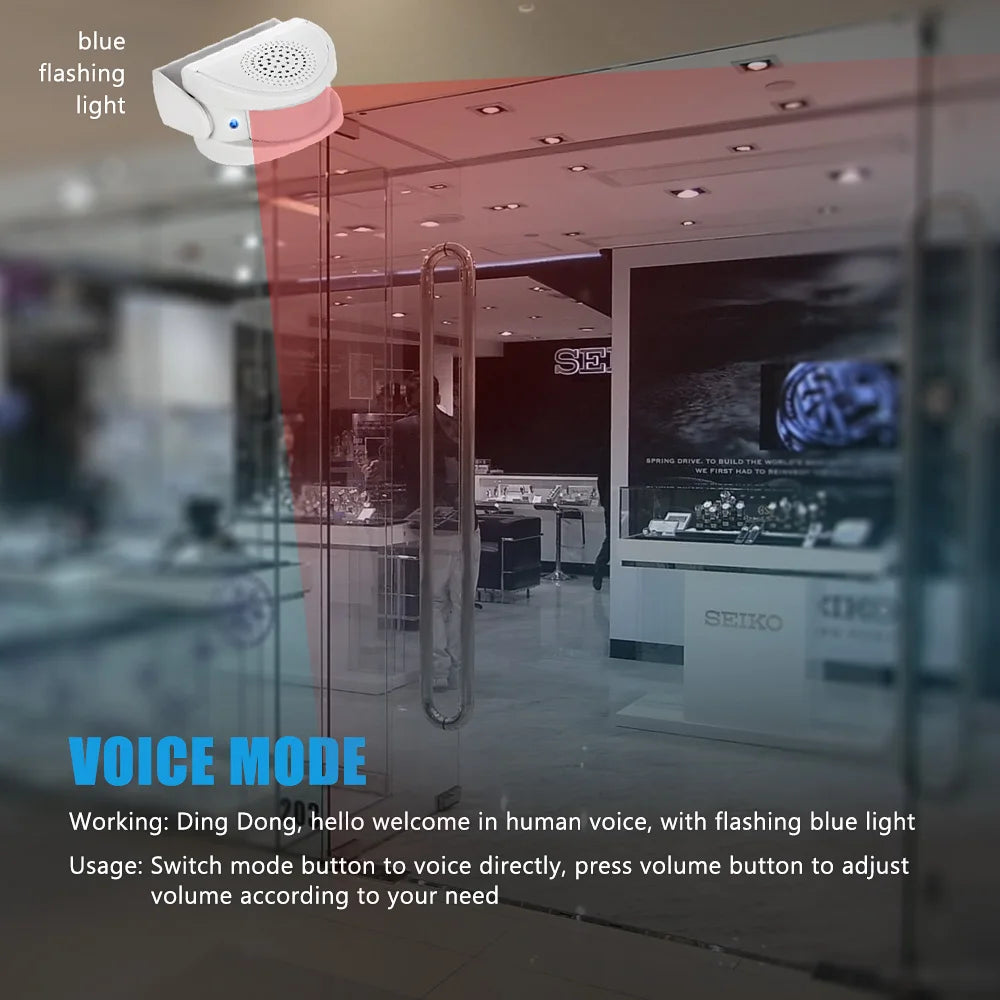 KERUI Wireless PIR Motion Sensor Door Bell Chime with Power Supply 32 Songs Welcome Chime Bell for Shop Home Hotel Security