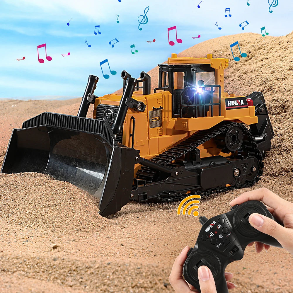 HUINA 1554 11 Channels Remote Control Bulldozer 1/16 Heavy Duty Bulldozer Kids RC Vehicle Electric Toy Gifts For Kids