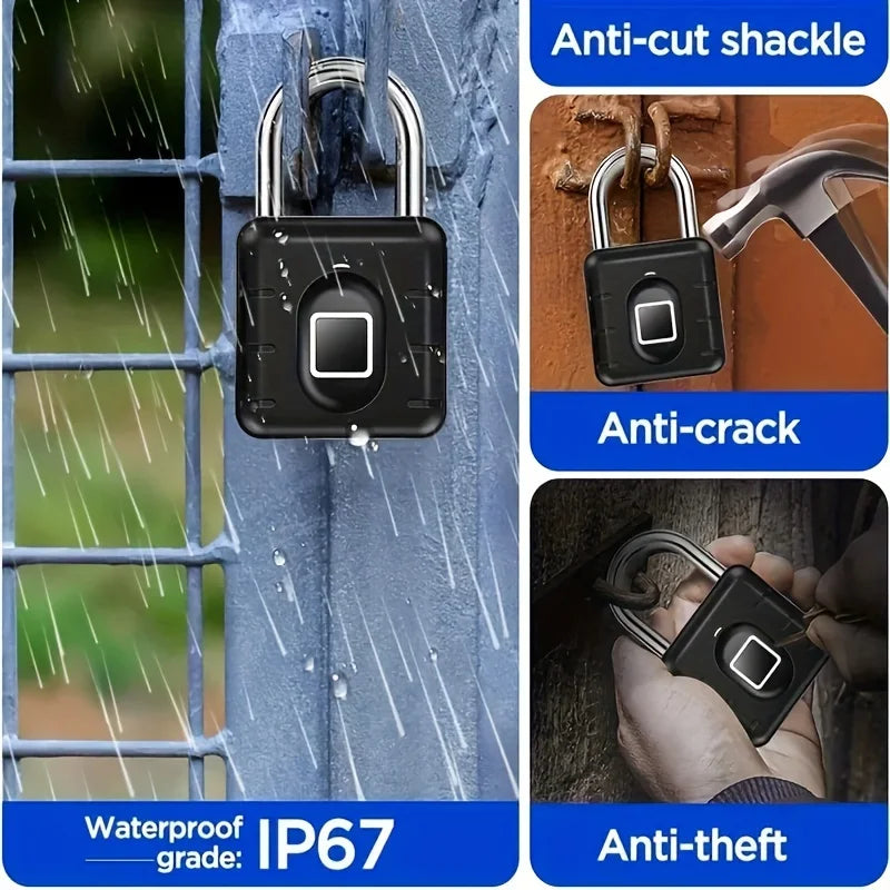 KERUI Fingerprint Padlock for Door Keyless Outdoor Waterproof Padlock USB Rechargeable Security Padlock Easy to Use