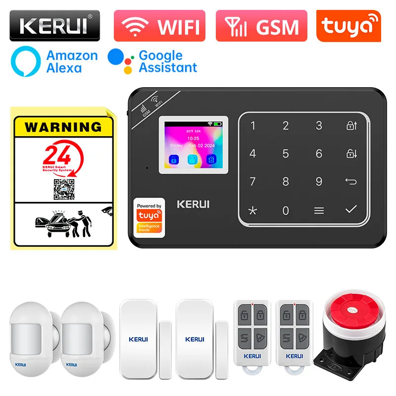 KERUI W181 Security-protection Alarm for Home WiFi GSM Alarm System Smart Home Tuya Smart App Remote Control PIR Motion Sensor