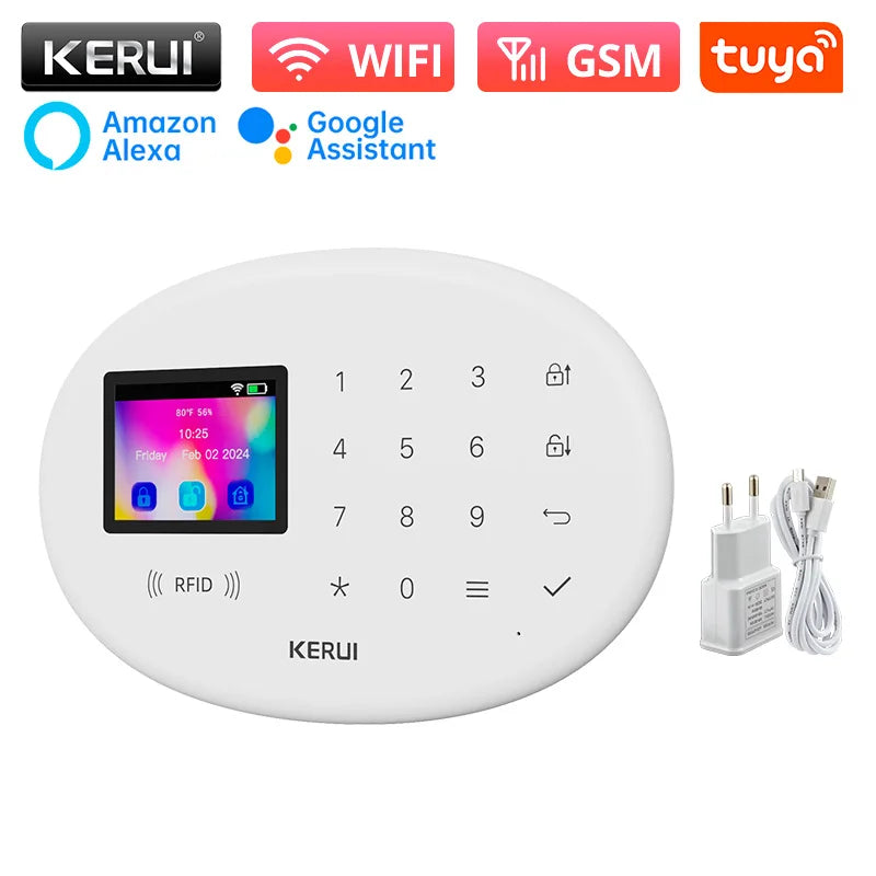 KERUI Tuya Wireless Home Alarm Kit Smart Life WiFi GSM Alarm System for Home Security W202 With 433mhz PIR Motion Sensor Siren