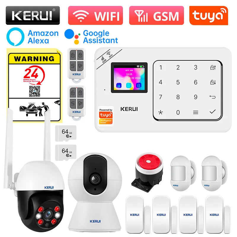 KERUI W181 Home Alarm Panel Host Wireless WiFi GSM Anti-Theft Alarm System Tuya Smart Life for Your Family Safe Security Alarm
