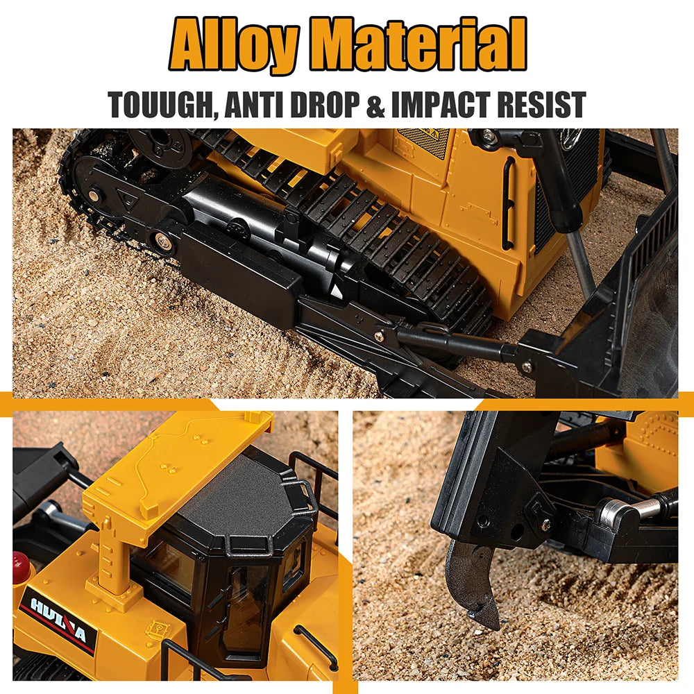 HUINA 1554 11 Channels Remote Control Bulldozer 1/16 Heavy Duty Bulldozer Kids RC Vehicle Electric Toy Gifts For Kids