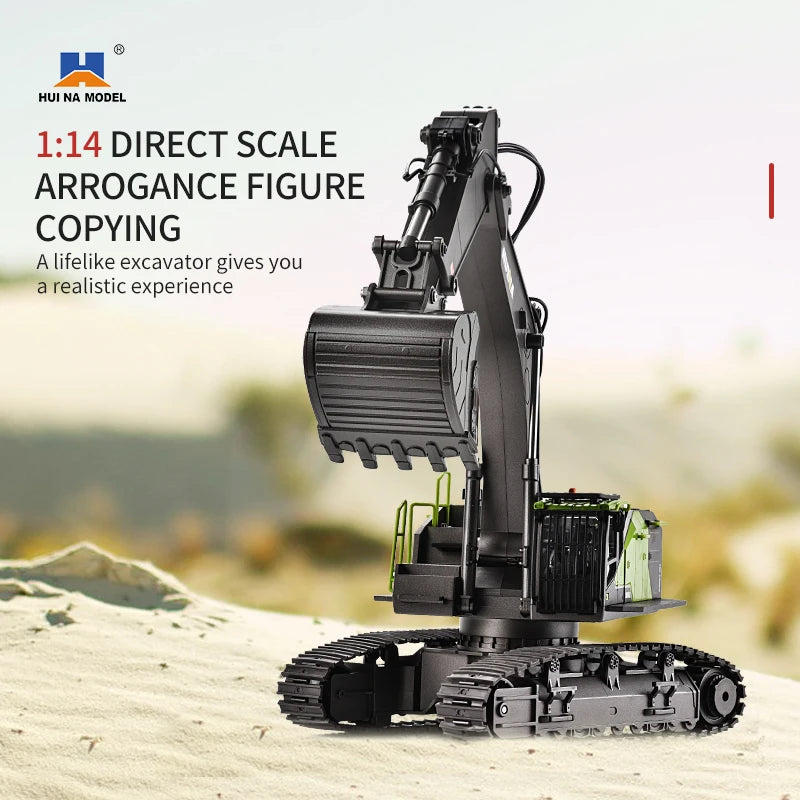 HUINA 1593 RC Excavator 1/14 Metal Alloy Engineering Crawler Tractor 2.4G Electric Remote Control Car Rc Vehicle Toys for Kids