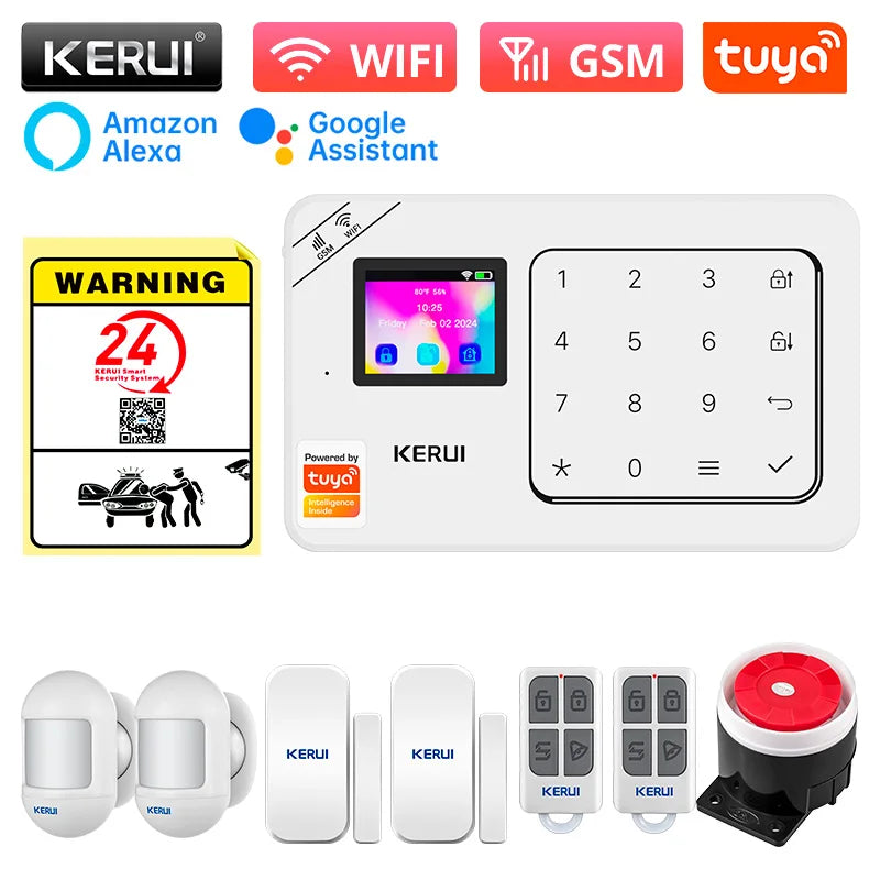 KERUI W181 Home Alarm Panel Host Wireless WiFi GSM Anti-Theft Alarm System Tuya Smart Life for Your Family Safe Security Alarm