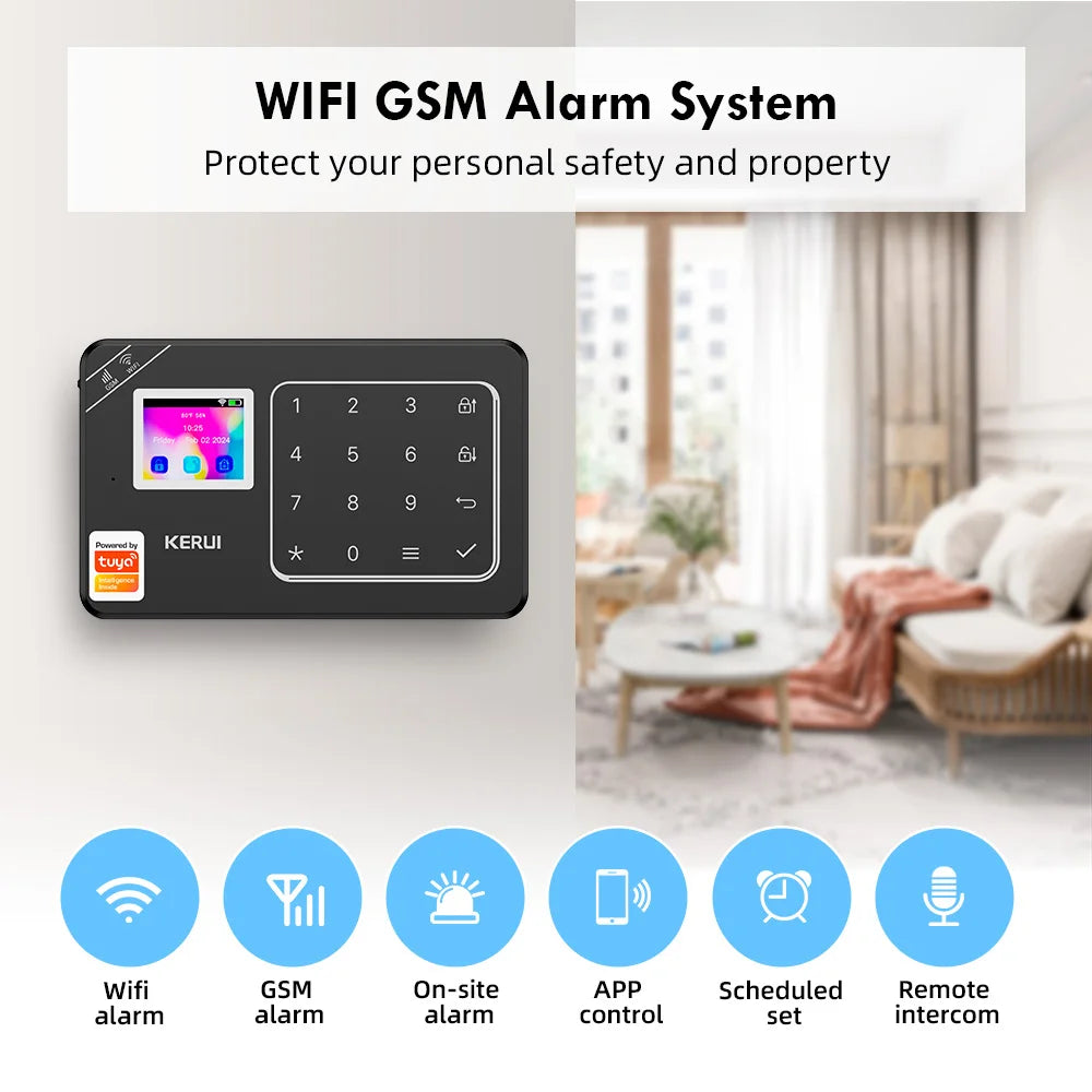 KERUI W181 Security-protection Alarm for Home WiFi GSM Alarm System Smart Home Tuya Smart App Remote Control PIR Motion Sensor