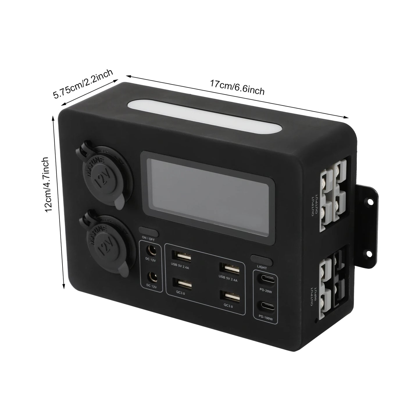 Bymaocar Power Box with USB DC12V PD Outlets, RV Mini Power Distribution Box, Multifunctional Power Box