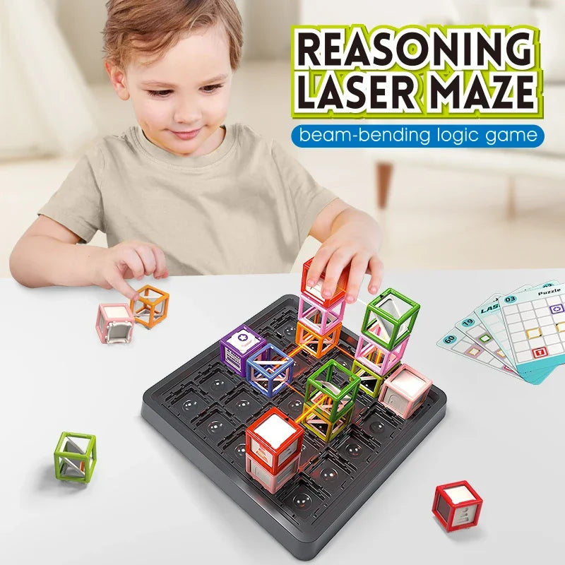 60 Levels Challenges STEM Game Laser Maze Toys for Kids Laser Maze Logic Thinking Training Board Game Stacking Educational Toy