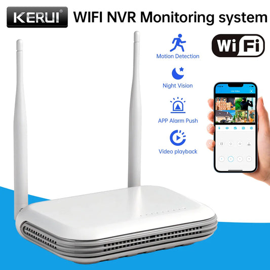KERUI Mini Network WIFI 8CH NVR Recorder Surveillance Video for 6MP Dual lens Home Security Camera System XMEYE iCSee Onvif