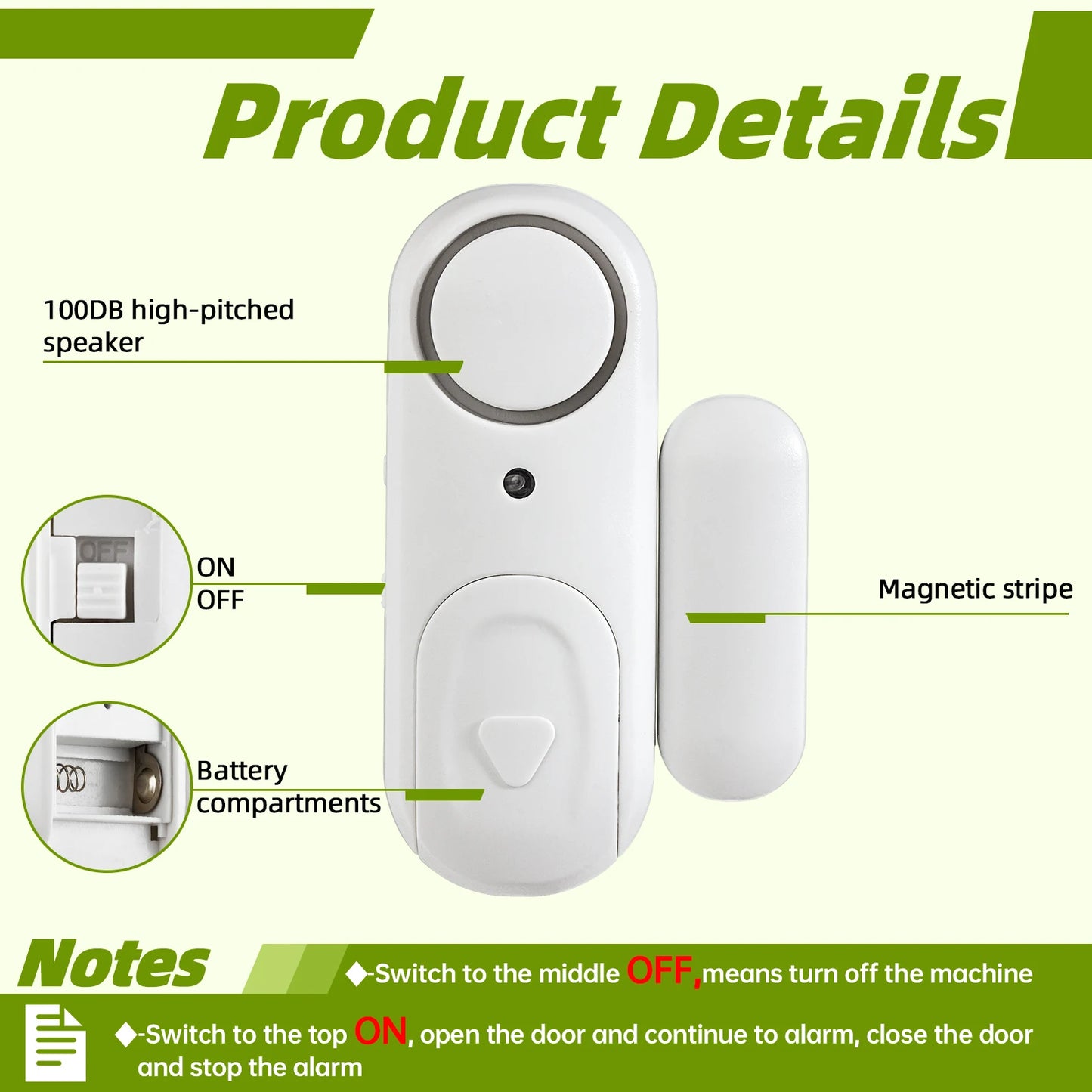 KERUI Wireless Window Door Magnets Sensor Detector with Battery Door Sensor Security Alarm for Home Security Work Independently