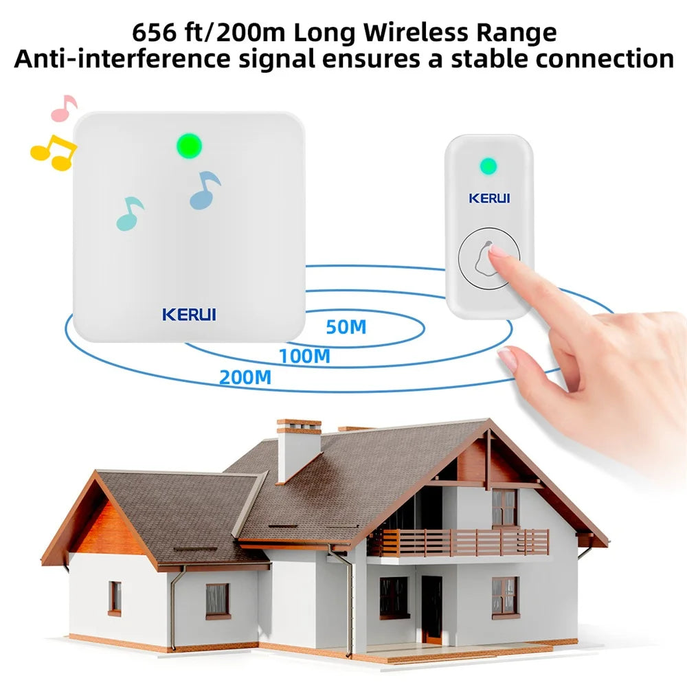 KERUI M537 Wireless Doorbelll 120 Meters Long Transmission Distance Door Bell Welcome Chime with 44 Songs Melodies for Home