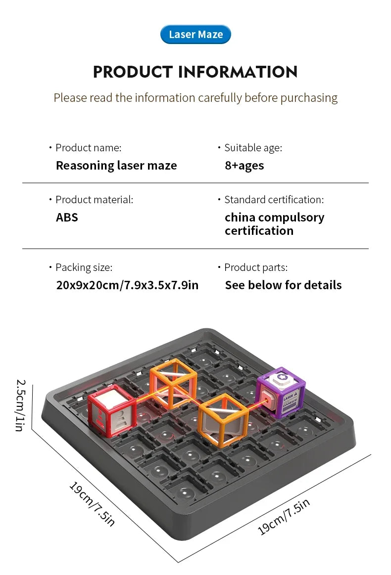 Laser Maze Stacking Puzzle Dry Toy Level 60 Challenge Brain Teaser Thinking Training Educational Board Game Christmas Gift