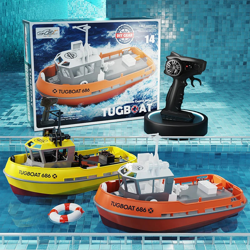 NEW 686 RC Boat 1/72 Powerful Dual Motor Wireless Radio Control Shipboat 2.4G Electric Remote Control Tugboat Model Toys for Boy