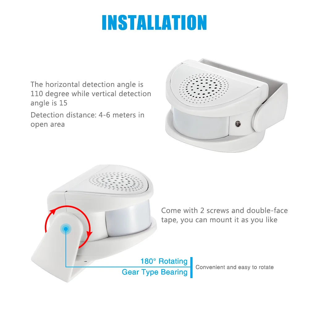 KERUI 32 Song Wireless Welcome Chime Bell PIR Motion Sensor Door Bell Shop Visitor Alert Chime Alarm Burglar Doorbell for Office