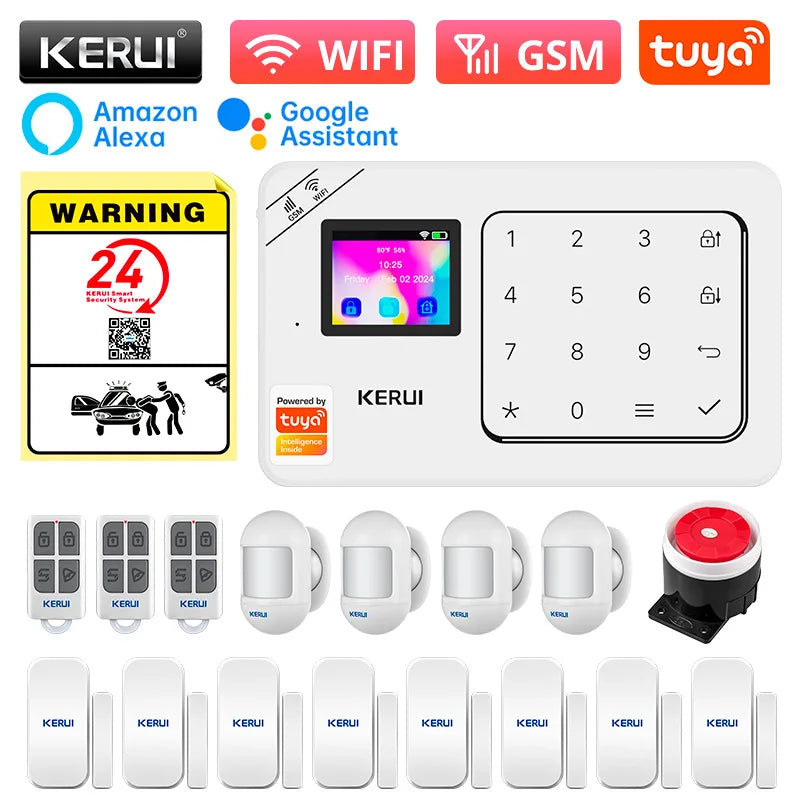 KERUI W181 Home Alarm Panel Host Wireless WiFi GSM Anti-Theft Alarm System Tuya Smart Life for Your Family Safe Security Alarm