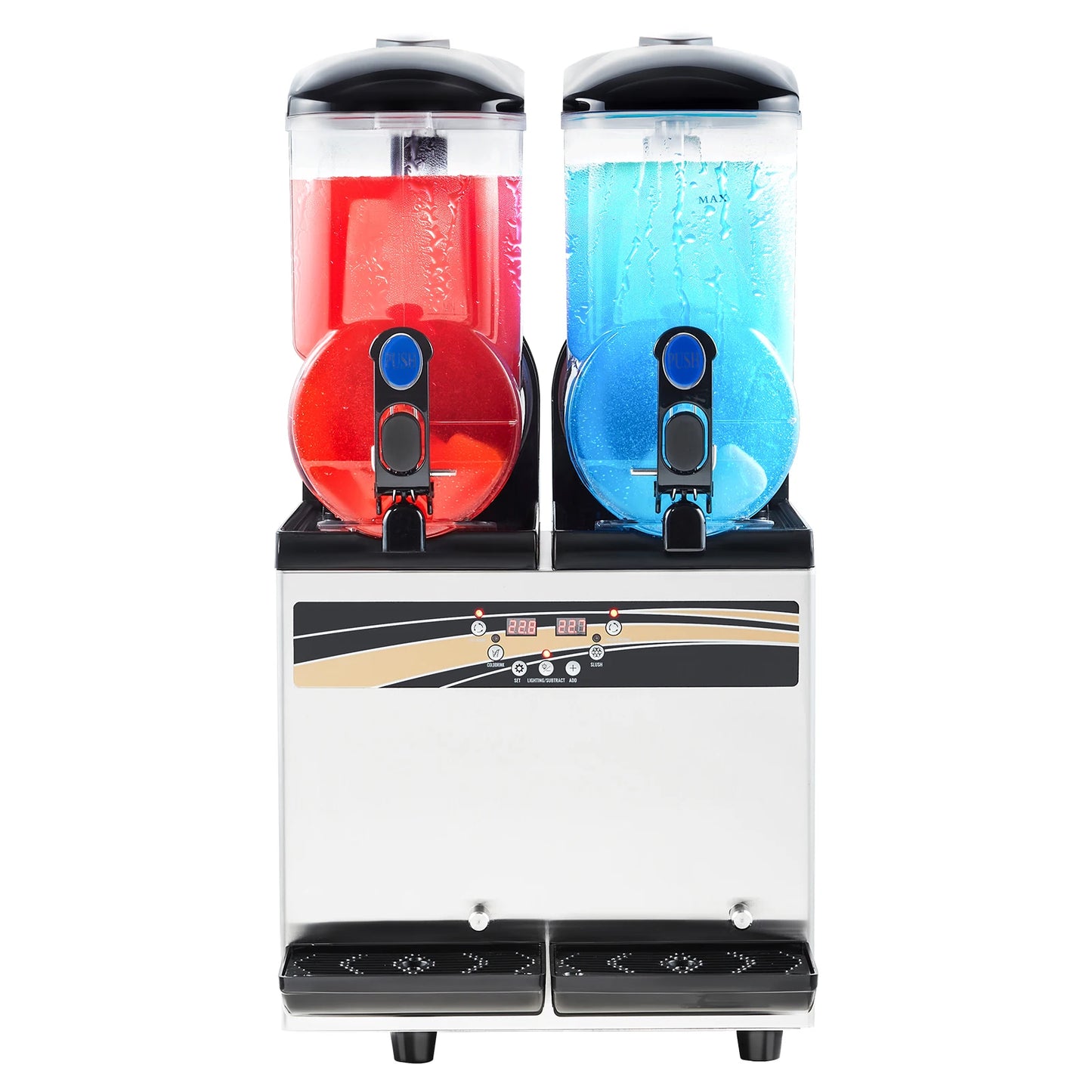 SucceBuy Commercial Frozen Drink Maker 15Lx2 Double Tank Slushy Machine 120Cups StainlessSteel Slushie Maker for Home Party Cafe