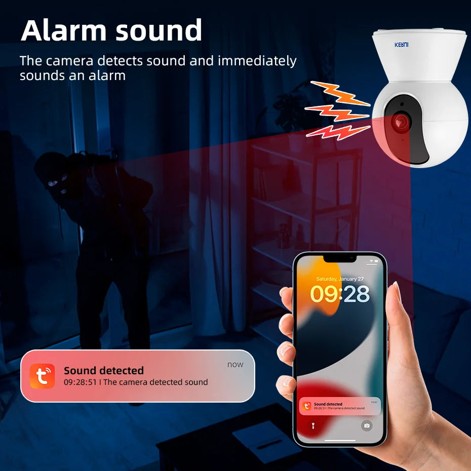 KERUI Indoor Wireless 8MP 4K HD Tuya Smart Mini WiFi IP Camera Security Home Surveillance Camera CCTV With Auto Tracking