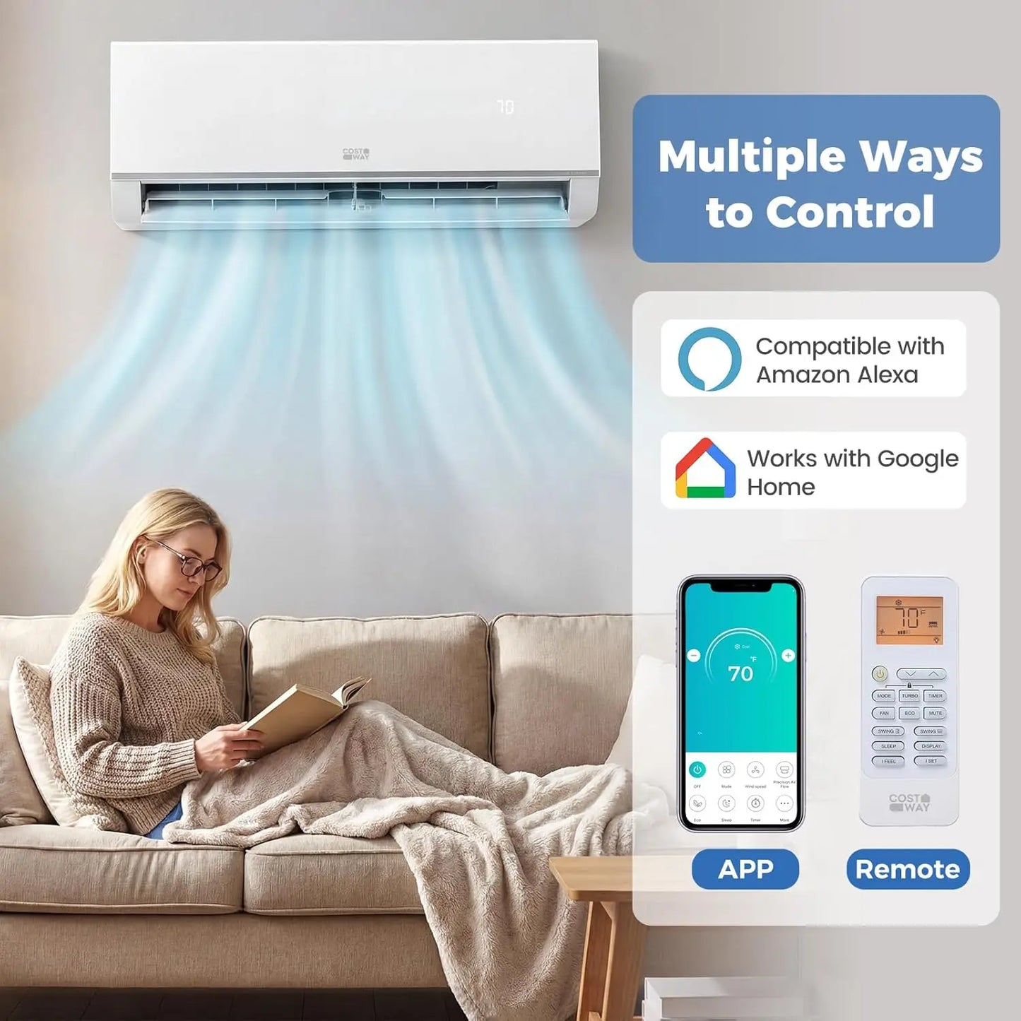12000 BTU Mini Split Air Conditioner & Heater, 20 SEER2 115V Wifi Enabled Energy Efficient Inverter Split AC Unit Up to, Custom