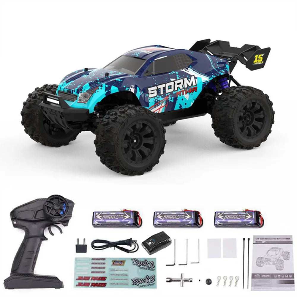 JIUSI MT14R 1/14 RC Racing Car 3S 35C 2200mAh 80km/h Brushless Motor 2.4G Remote Control 4WD   Off-road RC Trucks Toys