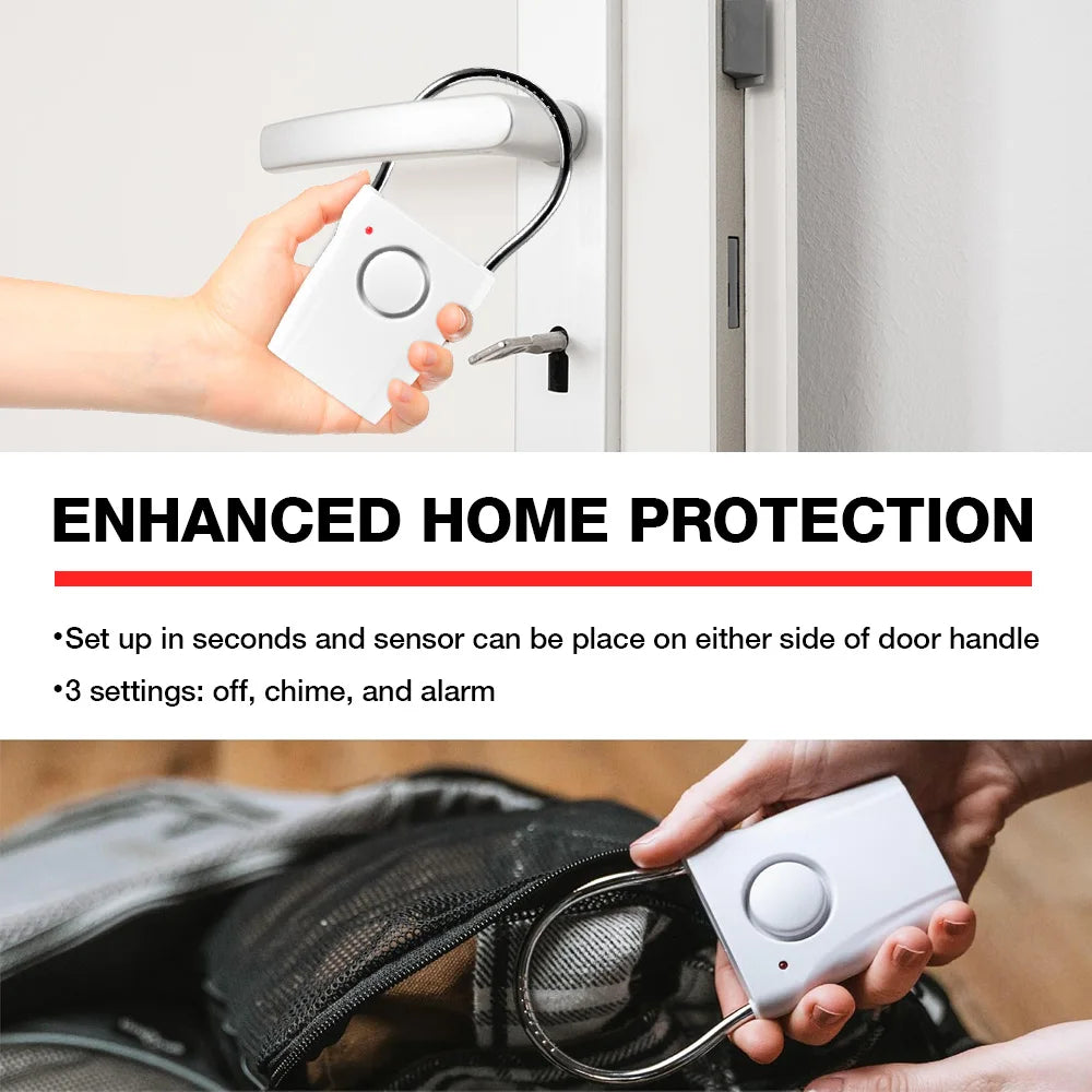 120dB Door Handle Alarm with Adjustable Settings Door Security Alarm Equipment for Door Window for Travel Hotel Self Protection