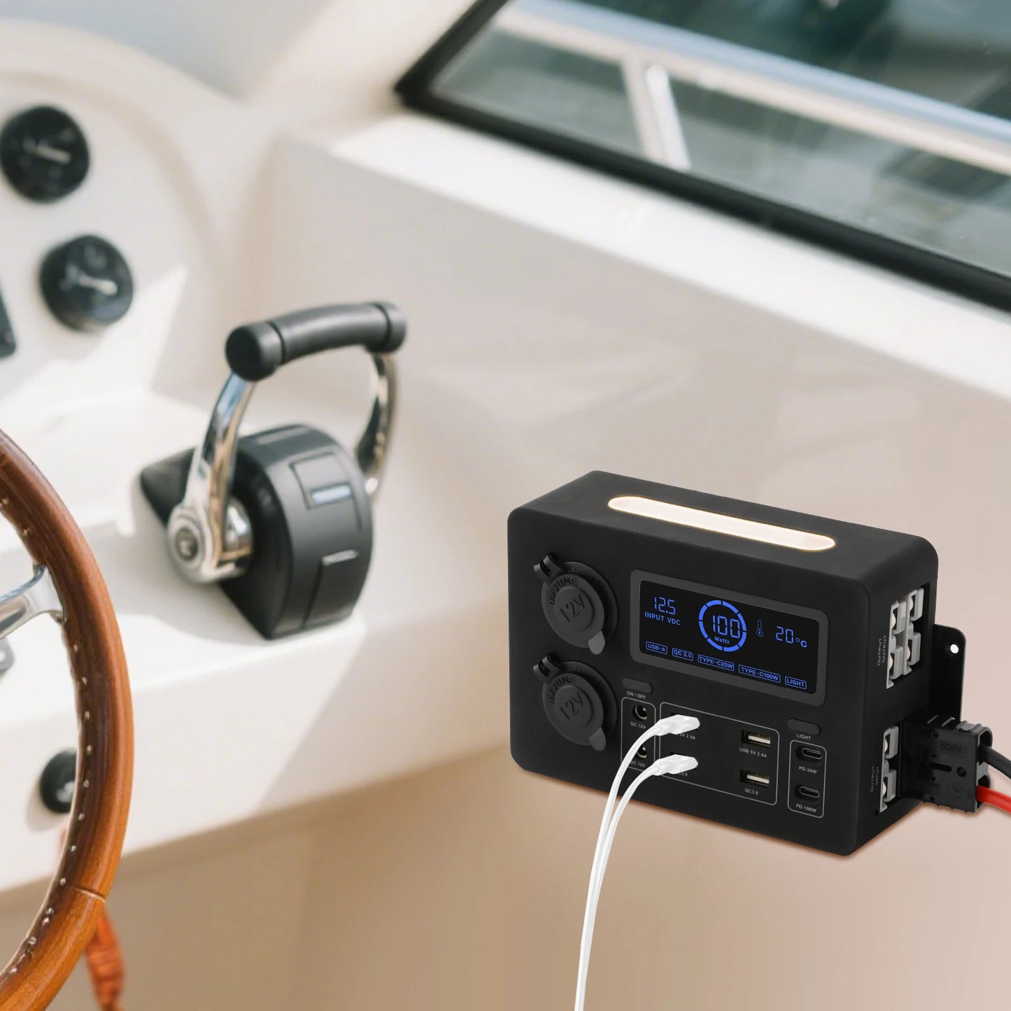Bymaocar Power Box with USB DC12V PD Outlets, RV Mini Power Distribution Box, Multifunctional Power Box