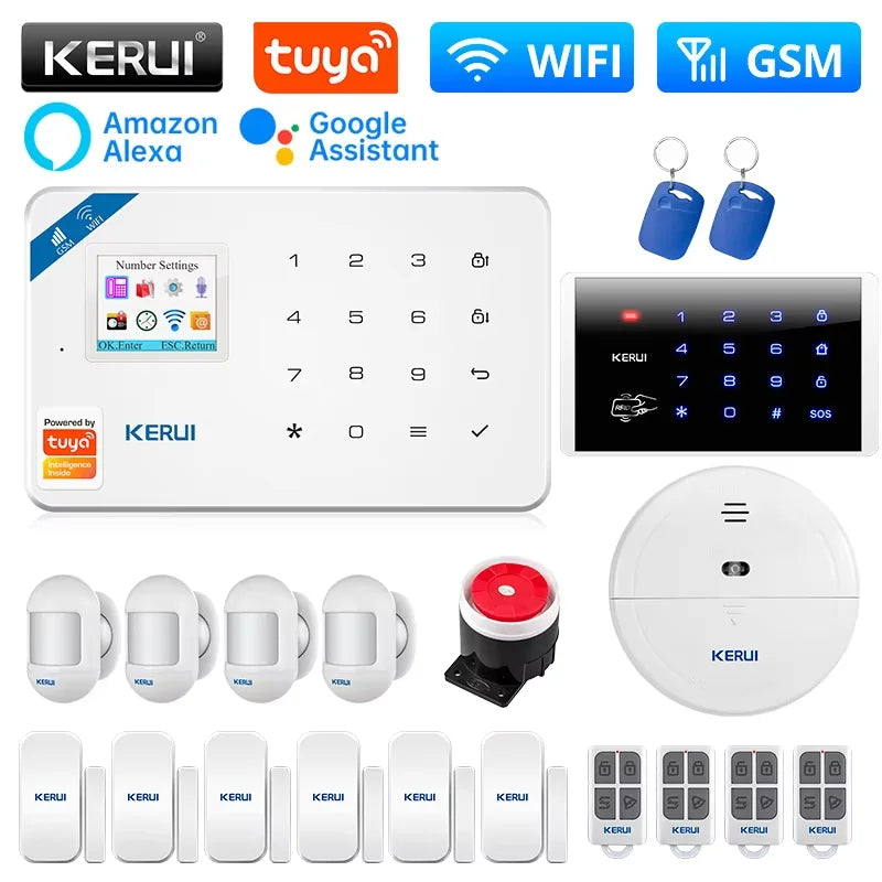 KERUI GSM/WiFi Alarm Systems Complete System with Motion Sensor Tuya Smart Home Alarm System with Door Sensor Burglar Alarm