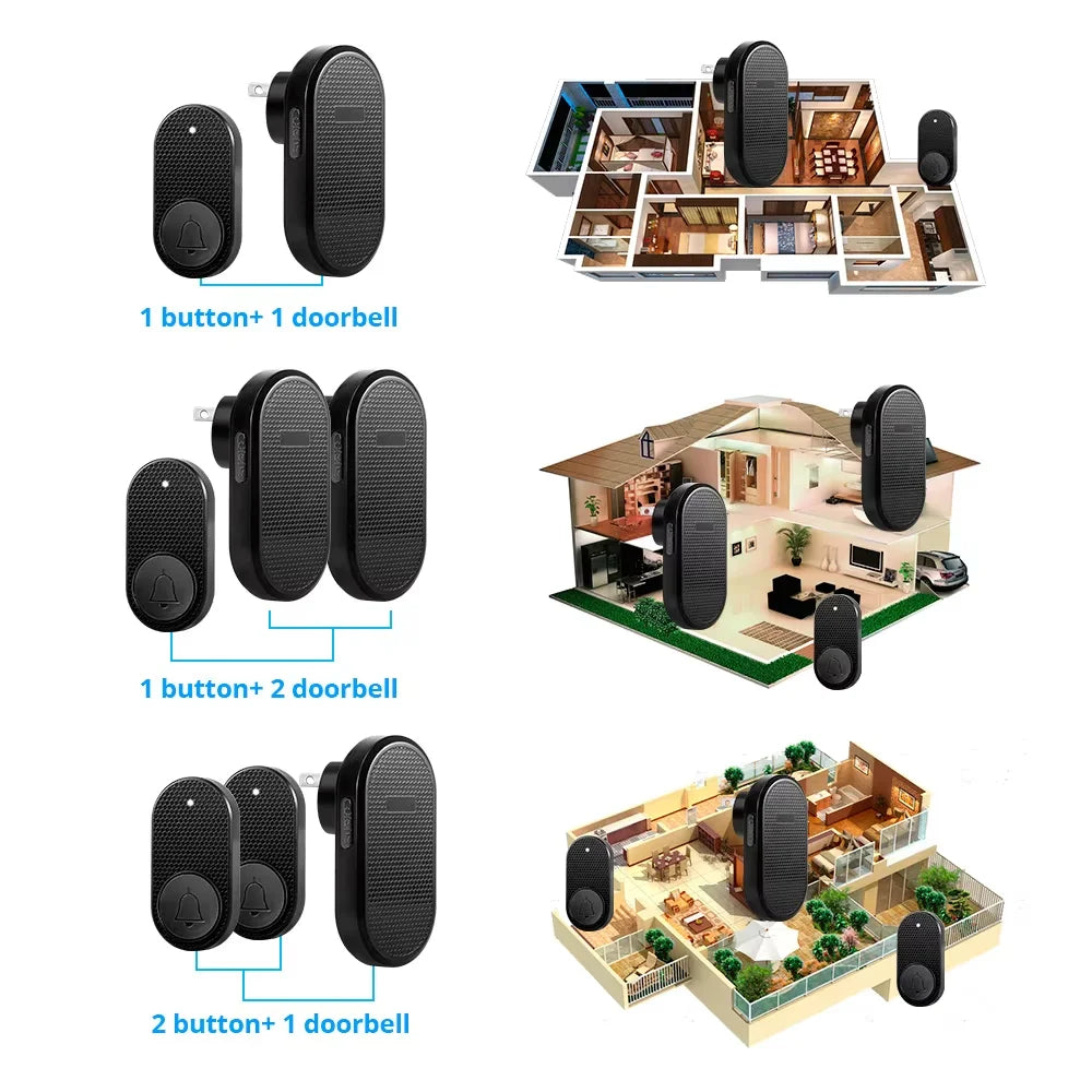 KERUI Plug-in Doorbell Welcome Chime, Wireless Door Bell, 150m Range, Doorbell Wireless Set, 33 Melodies, 4 Volume Levels