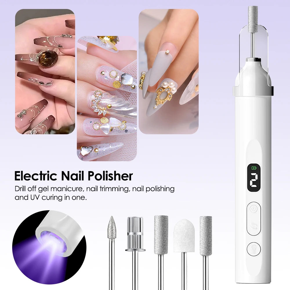 Electric Nail Polisher Drill Bits Set Nails Grinding Polishing Cuticle Trimmer Art Sanding File Pen Manicure Professional Device