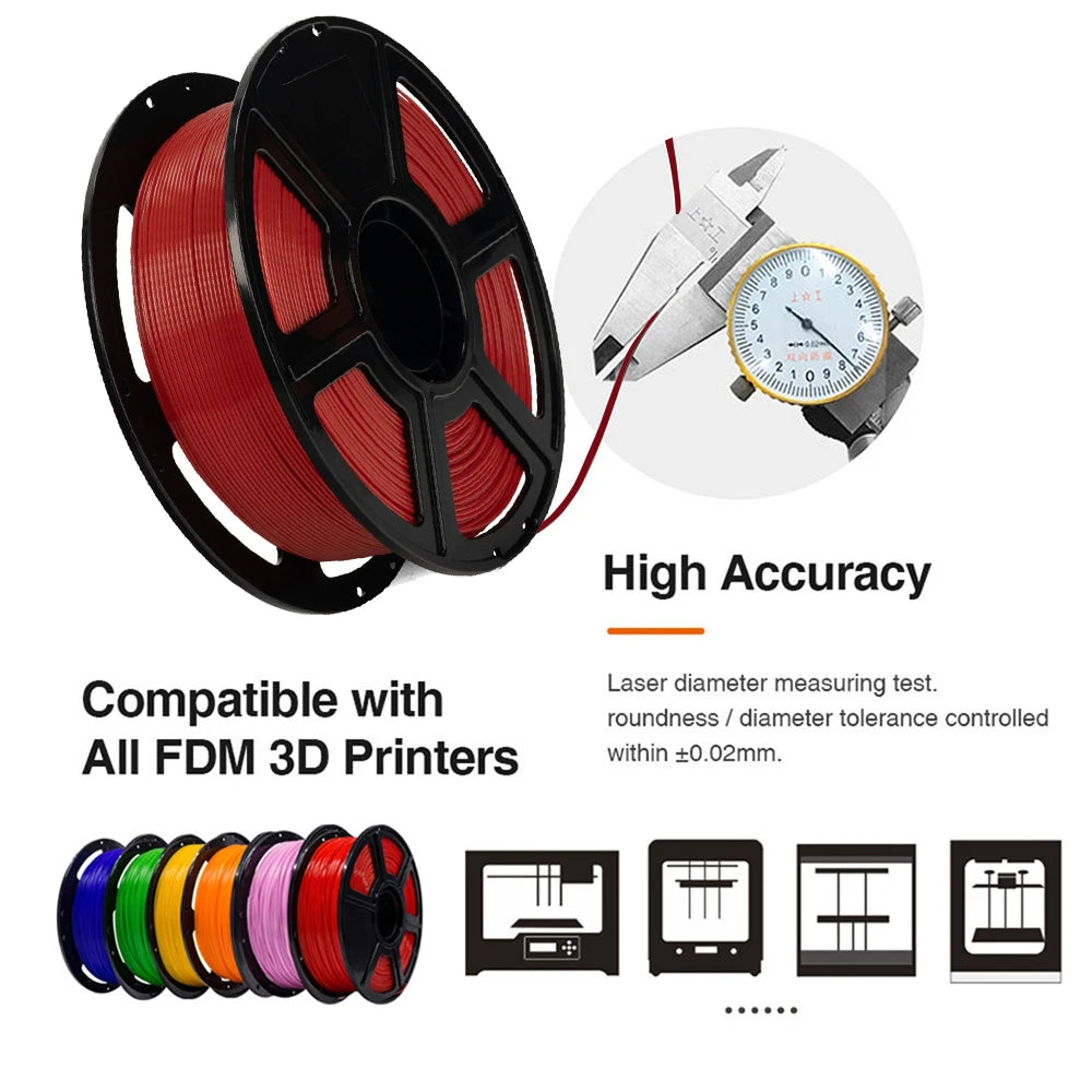 FLASHFORGE 5pcs/lot High Speed PLA/ PETG/ ASA 3d Printer Filament 1.75mm High Toughness Sealed Packaging No Plugs No Warping Low Shrinkage 3d Printer Material