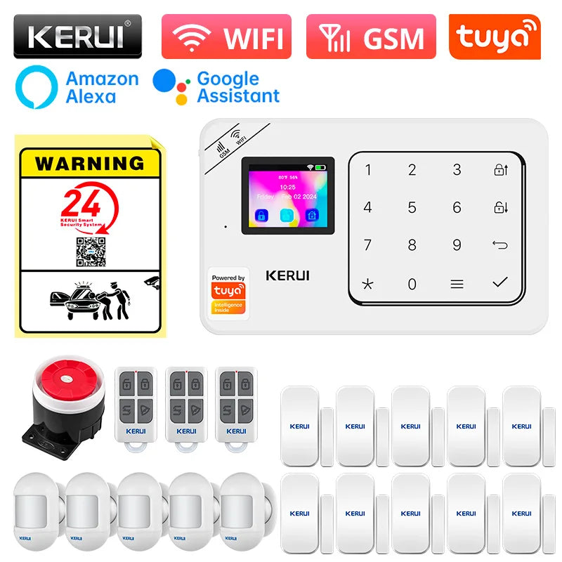 KERUI W181 Home Alarm Panel Host Wireless WiFi GSM Anti-Theft Alarm System Tuya Smart Life for Your Family Safe Security Alarm