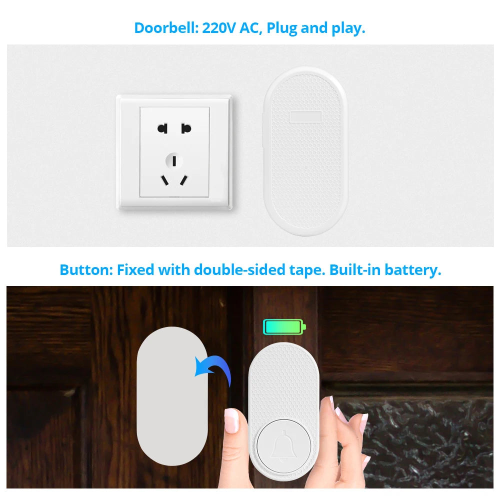 KERUI M558 Smart Wireless Door Bell 150M Long Transmission Distance Doorbell with 33 Ringtones Chime Button with Battery
