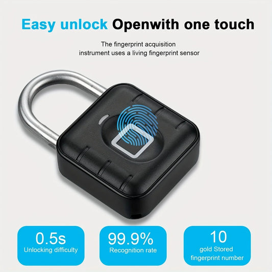 KERUI Fingerprint Padlock for Door Keyless Outdoor Waterproof Padlock USB Rechargeable Security Padlock Easy to Use