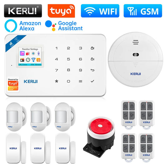 KERUI W181 Home Security Alarm System Kit with Motion Sensor WIFI 2G GSM Alarm Support Alexa Tuya Smart APP Remote Control Siren