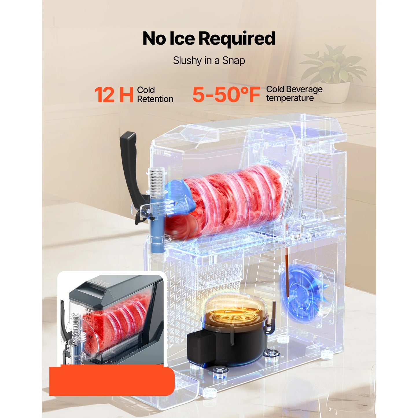 SucceBuy Slushie Machine No Ice Needed Slushy Machine Frozen Drink Maker w/ Single Tank Margarita Machine for Frozen Margaritas