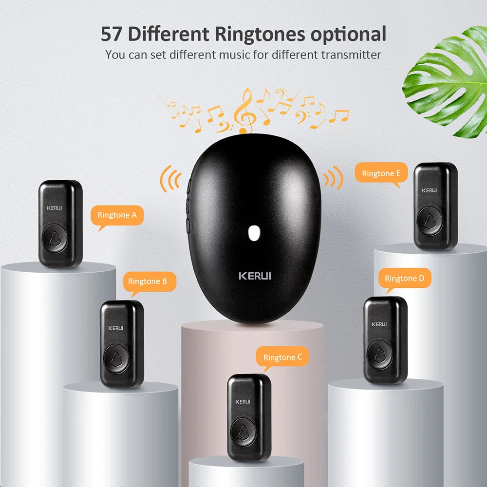KERUI Doorbell Receiver with Button Smart Wireless Door Bell Welcome Chime with 57 Melodies for Home Security M521