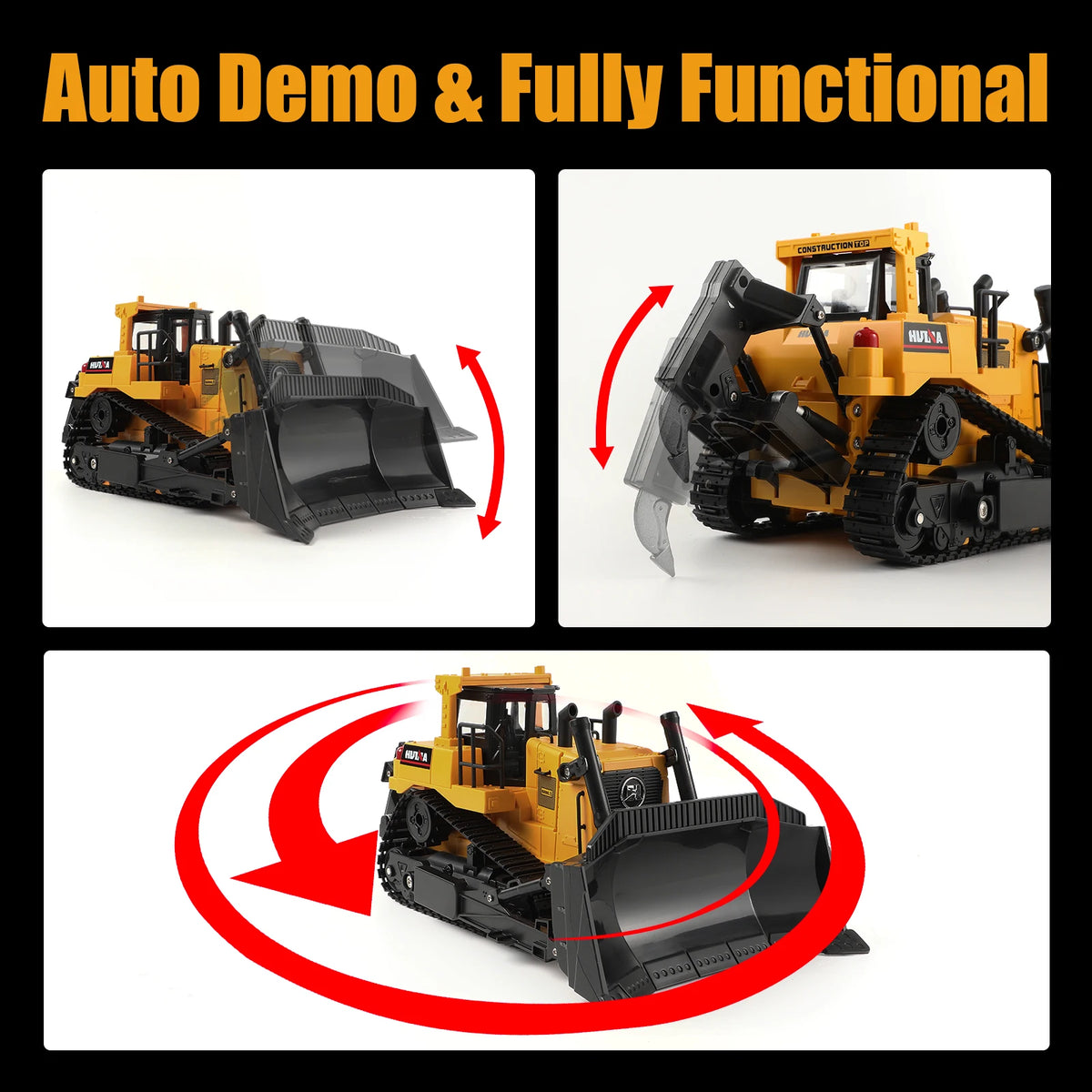 HUINA 1554 11 Channels Remote Control Bulldozer 1/16 Heavy Duty Bulldozer Kids RC Vehicle Electric Toy Gifts For Kids