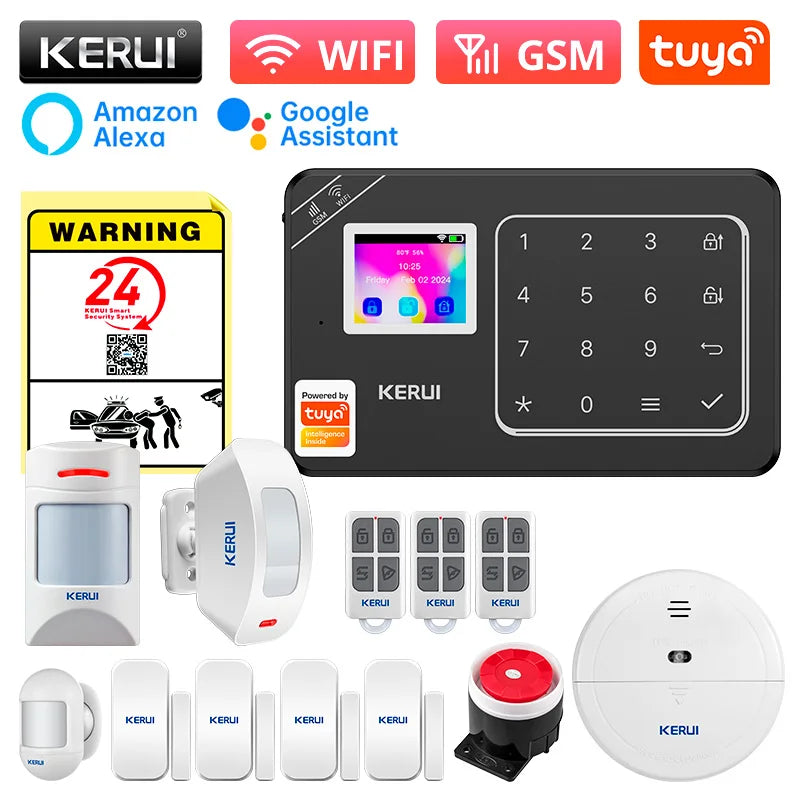 KERUI W181 Security-protection Alarm for Home WiFi GSM Alarm System Smart Home Tuya Smart App Remote Control PIR Motion Sensor