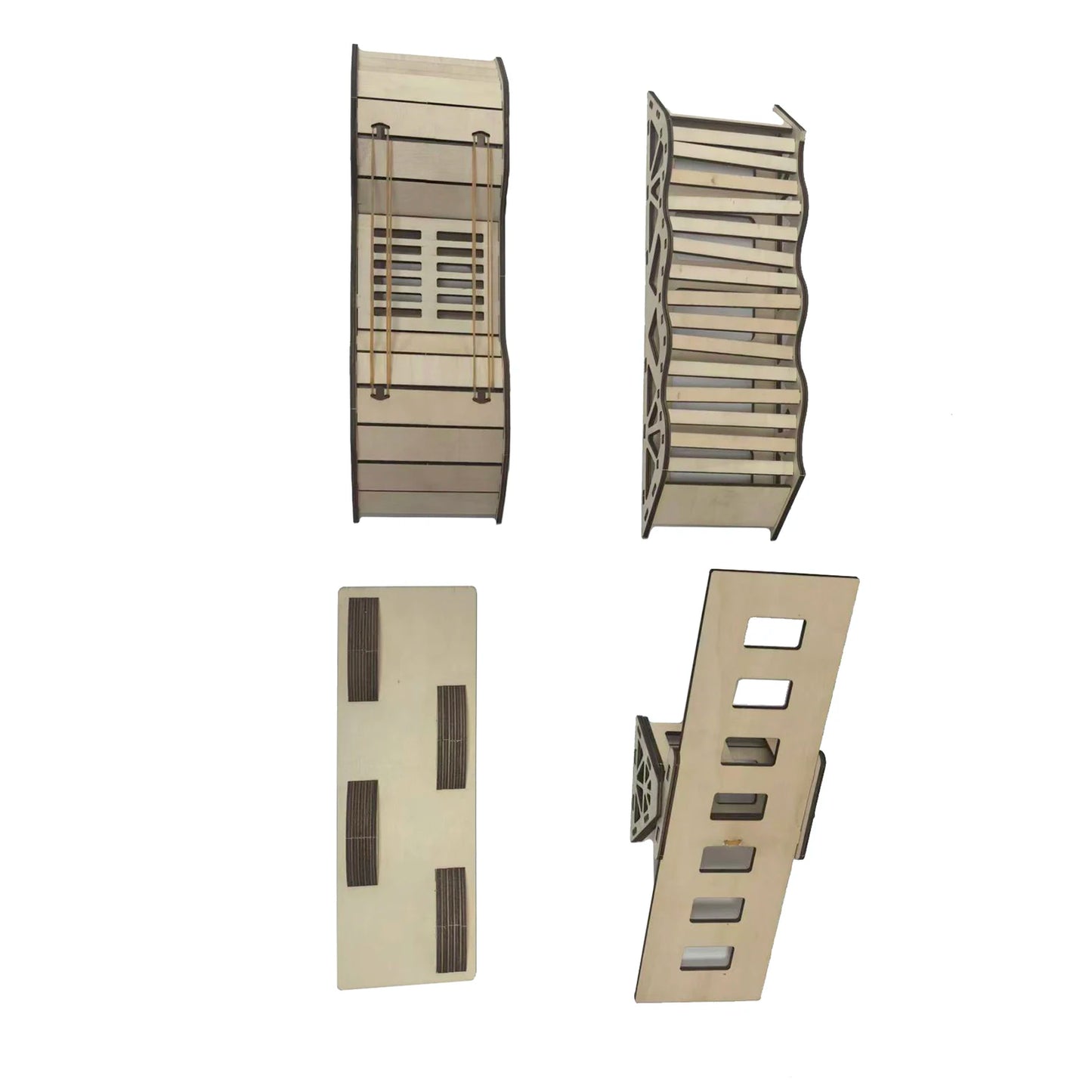 4PCS RC Wooden Bridge Obstacle Set, DIY Steep Slope Desktop Simulation Course for 1/36 Scale RC Crawler Car Accessories
