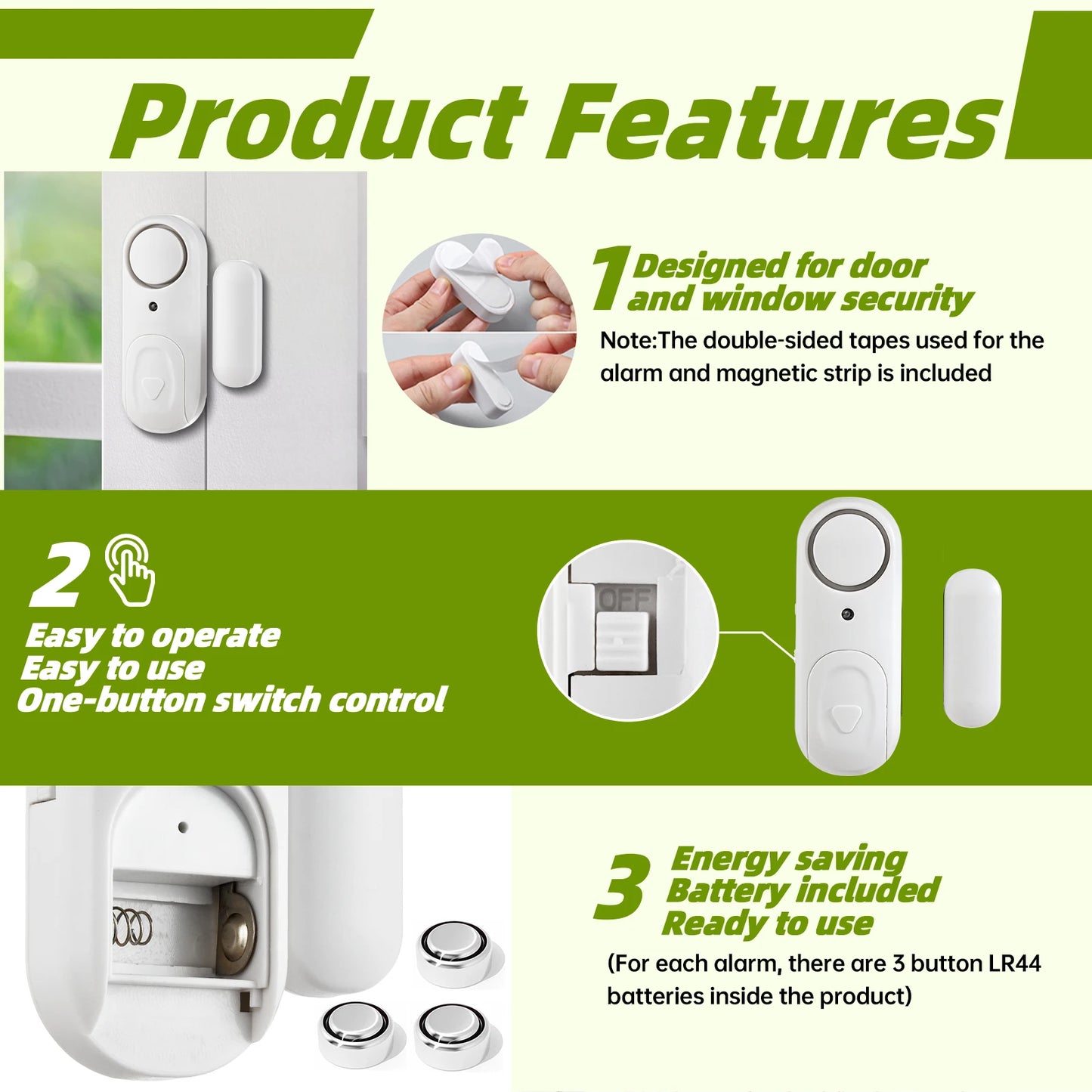 KERUI Wireless Window Door Magnets Sensor Detector with Battery Door Sensor Security Alarm for Home Security Work Independently