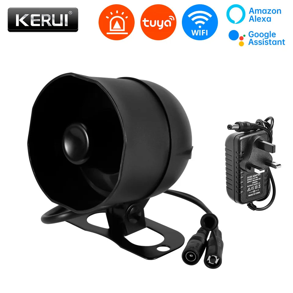 KERUI 120db Siren Alarm Tuya Smart WiFi Loudly Speaker Alarm System with Door Window Sensor Burglar for Home Security